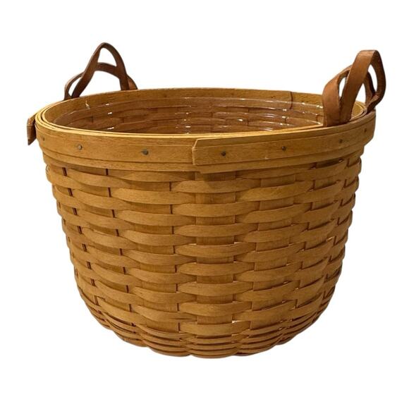 Vintage 1997 Longaberger corn basket Large Woven Basket with Handles & liner - Picture 11 of 11